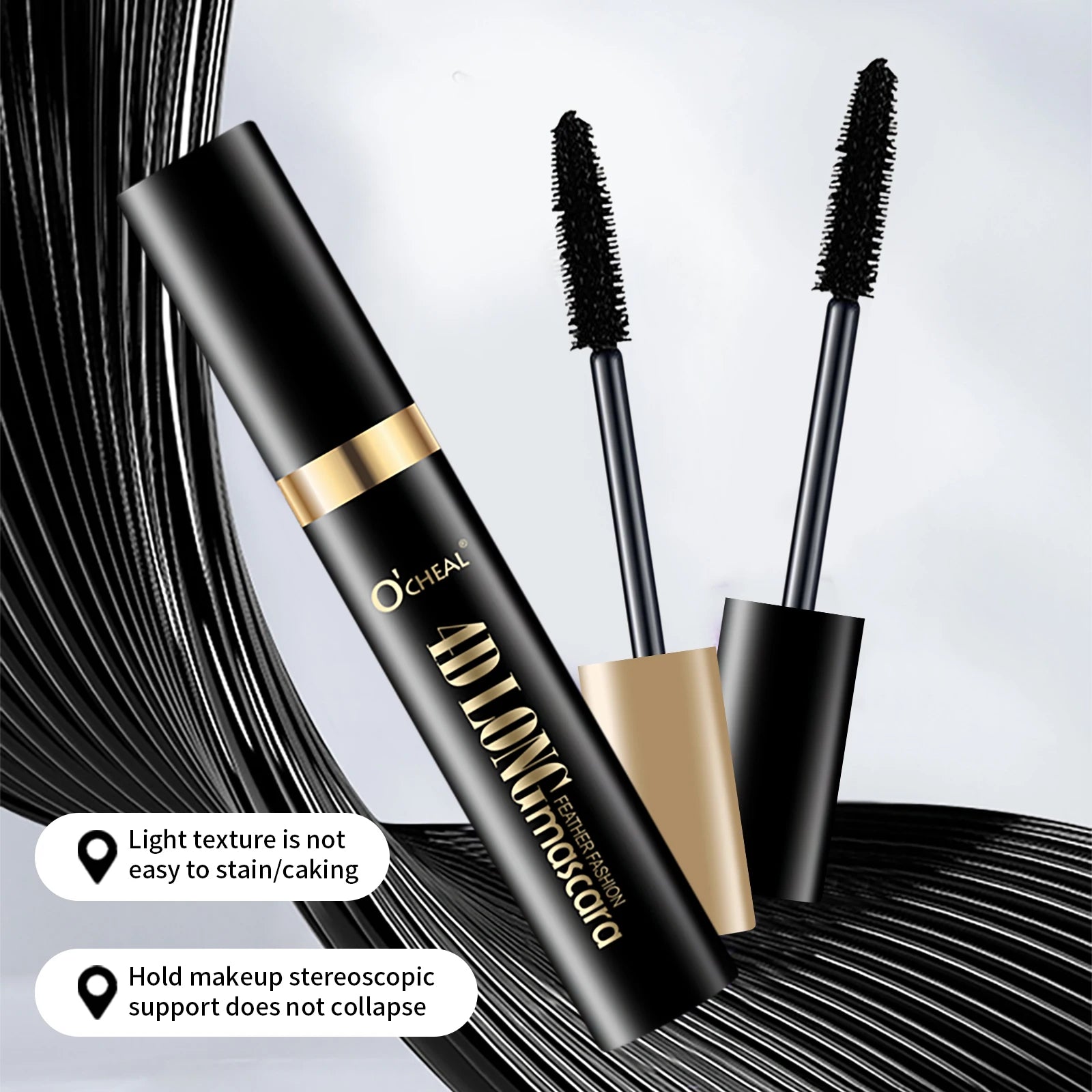 O‘CHEAL 4D Silk Fiber Black Mascara Waterproof Volumizing Curling Mascara Lengthening Mascara Long Lasting Fuller Lashes Makeup