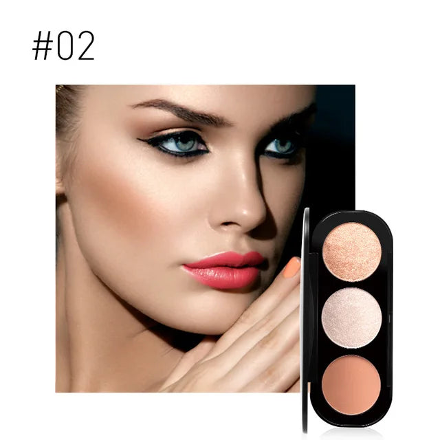 Focallure Wholesale Blusher&Highlighter Palette 3 Colors Luxury Face Contour Bronzer Makeup Set Soft Ultra Fine Powder Blusher