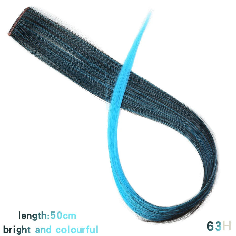 Lupu Synthetic 22 Inch Strands Of Hair On Hairpins Long Straight Hair Extension Colorful Hair Clip Girl Natural Rainbow Hair