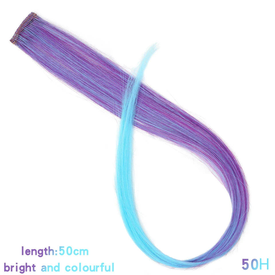 Lupu Synthetic 22 Inch Strands Of Hair On Hairpins Long Straight Hair Extension Colorful Hair Clip Girl Natural Rainbow Hair