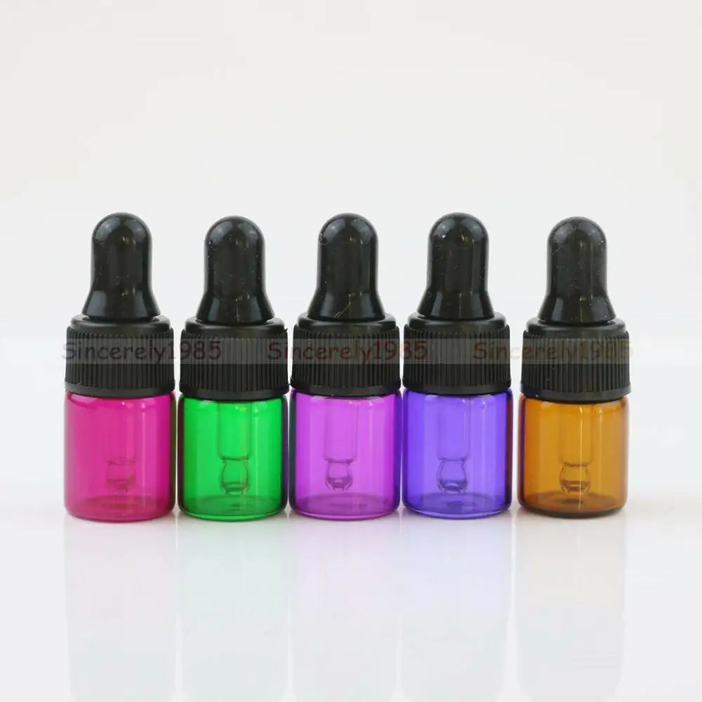 10X 1ml 2ml 3ml 5ml MIX 10 Colors Glass Dropper Bottle Refillable Portable Essential Oils Sample Vials Perfume Pipette Bottles