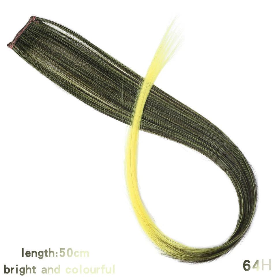 Lupu Synthetic 22 Inch Strands Of Hair On Hairpins Long Straight Hair Extension Colorful Hair Clip Girl Natural Rainbow Hair