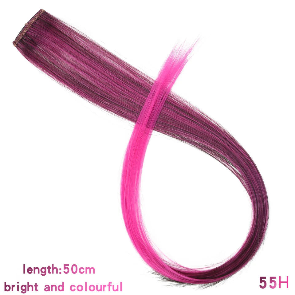 Lupu Synthetic 22 Inch Strands Of Hair On Hairpins Long Straight Hair Extension Colorful Hair Clip Girl Natural Rainbow Hair