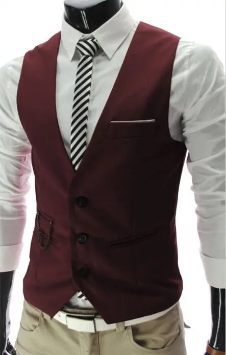 2024 New Grey Dress Vests Slim Fit Mens Suit Vest Casual Sleeveless Waistcoat Gilet Homme Formal Business Jacket Male