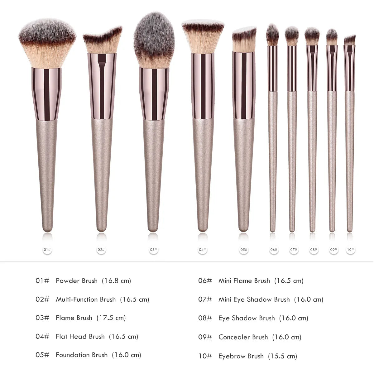 Luxury Champagne Makeup Brushes Set For Foundation Powder Blush Eyeshadow Concealer Make Up Brush Cosmetics Beauty Tools