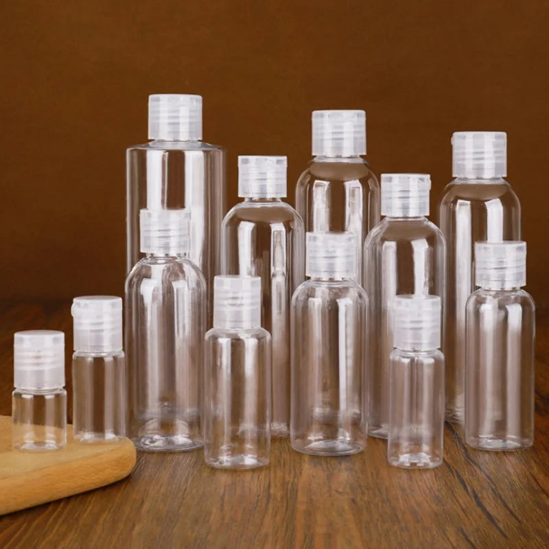 1pcs 5ml - 250ml Plastic PET Clear Flip Lid Lotion Bottles Refillable Empty Plastic Sample Bottle Butterfly Cap Makeup Tool