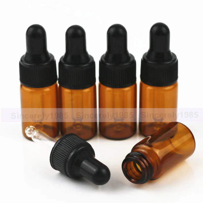 10X 1ml 2ml 3ml 5ml MIX 10 Colors Glass Dropper Bottle Refillable Portable Essential Oils Sample Vials Perfume Pipette Bottles