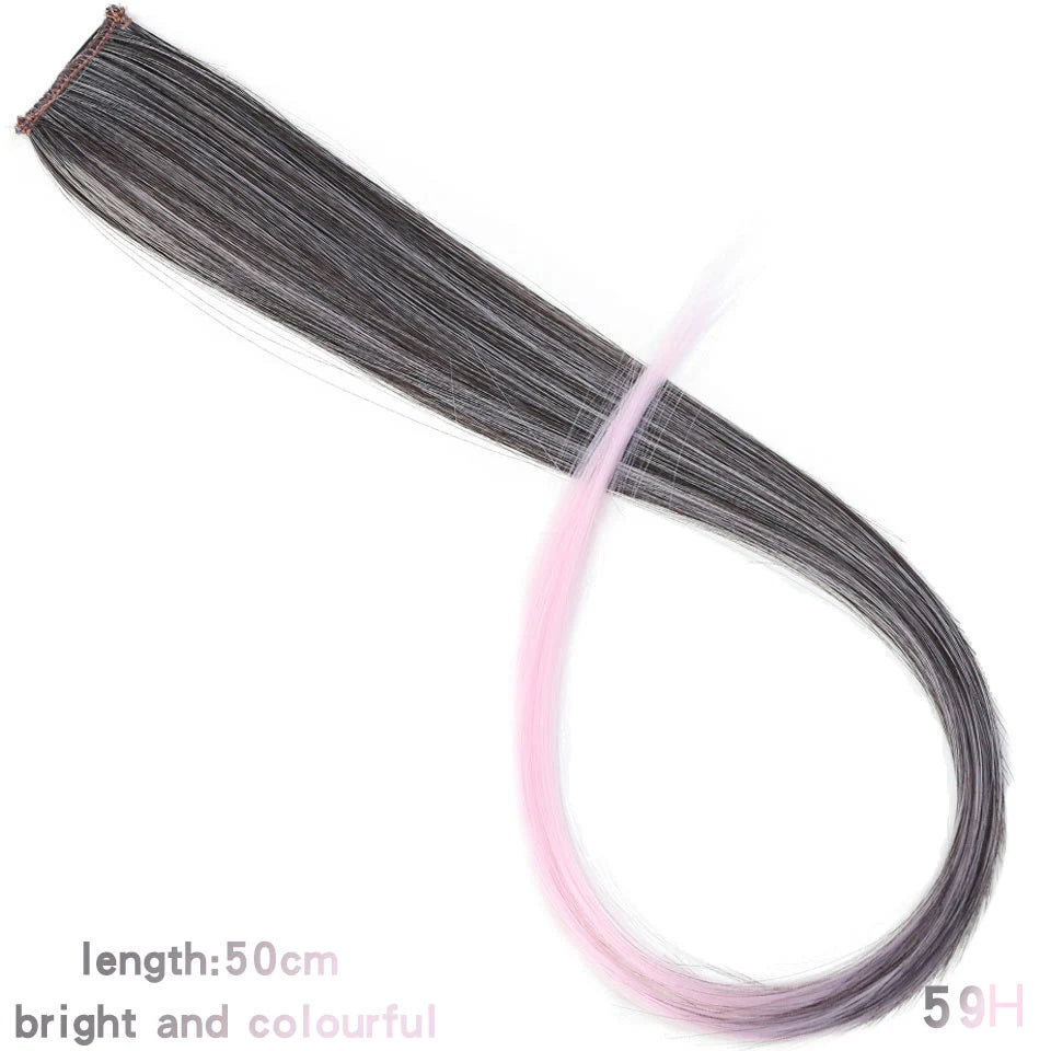 Lupu Synthetic 22 Inch Strands Of Hair On Hairpins Long Straight Hair Extension Colorful Hair Clip Girl Natural Rainbow Hair