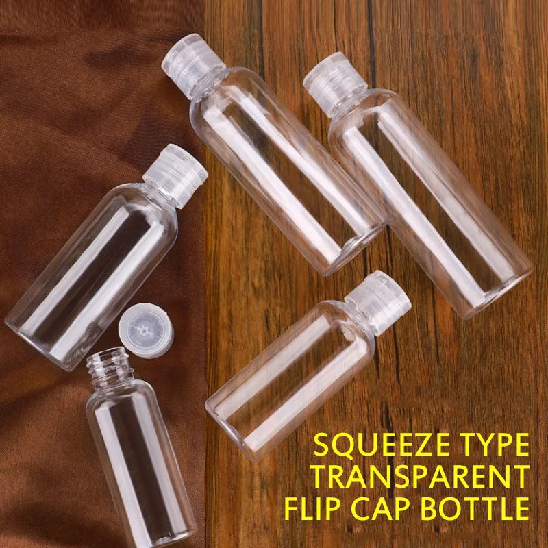 1pcs 5ml - 250ml Plastic PET Clear Flip Lid Lotion Bottles Refillable Empty Plastic Sample Bottle Butterfly Cap Makeup Tool