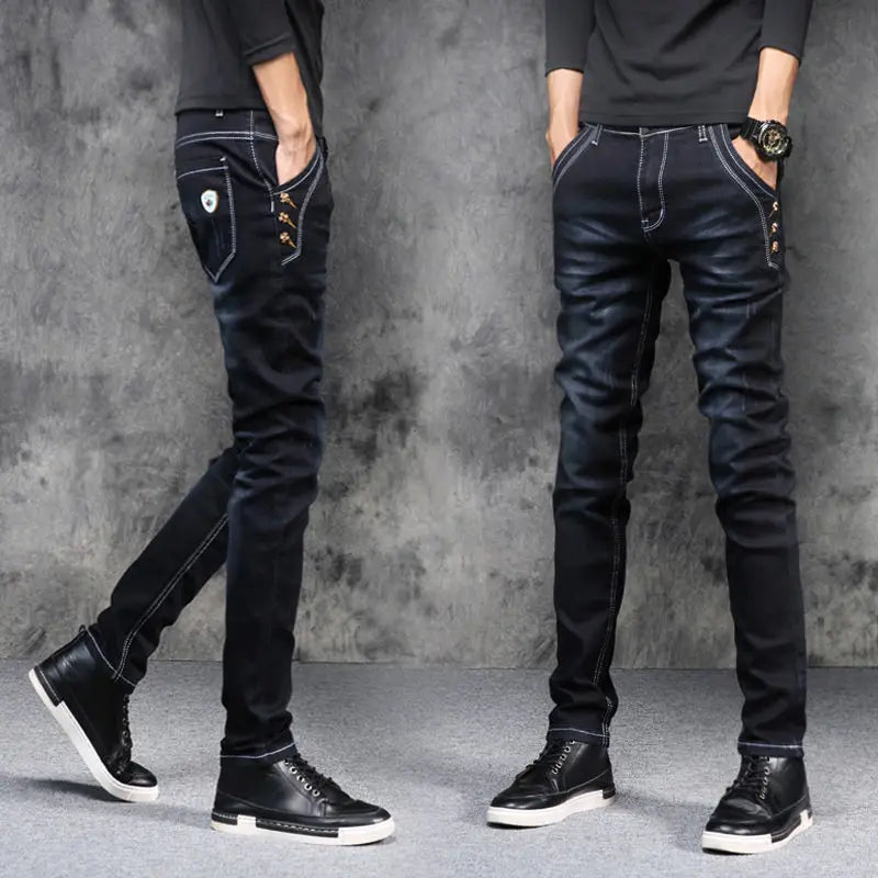 New Men's Jeans Luxury Korean Fashion 2024 Autumn and Spring Designer Streetwears Boyfriend Denim Jeans Men's Slim Casual Pants