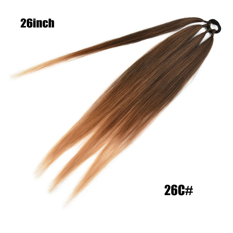 26/34inch Synthetic Long Braided Ponytail Hair Extensions Synthetic Boxing Braids Wrap Around Chignon Tail With Rubber Band