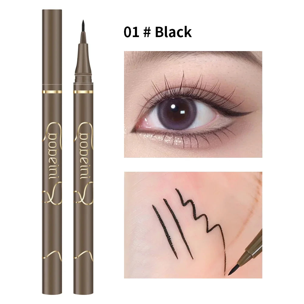 Waterproof Quick Dry Liquid Eyeliner Pen Ultra-fine Matte Black Brown Lasting Lying Silkworm Eyeliner Pencil Beauty Eyes Makeup