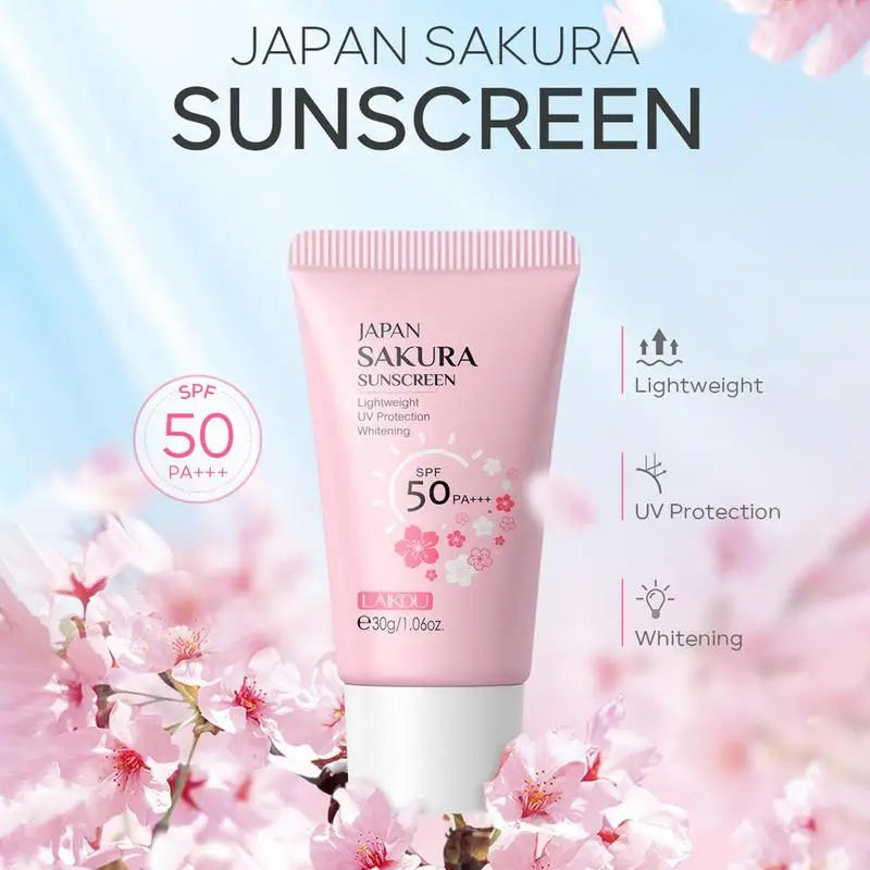 Facial Body sakura Sunscreen Whitening Sun Cream 30g Sunblock Skin Protective Cream Anti-Aging Oil-control Moisturizing SPF 50