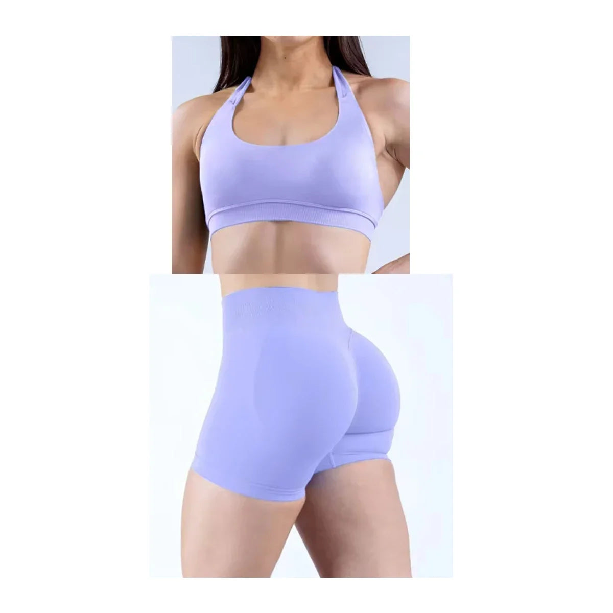 Impact Shorts Set 2 Pcs Seamless Yoga Set Workout Scrunch Shorts Sets Halter Yoga Top Set Summer Fitness Gym Suit