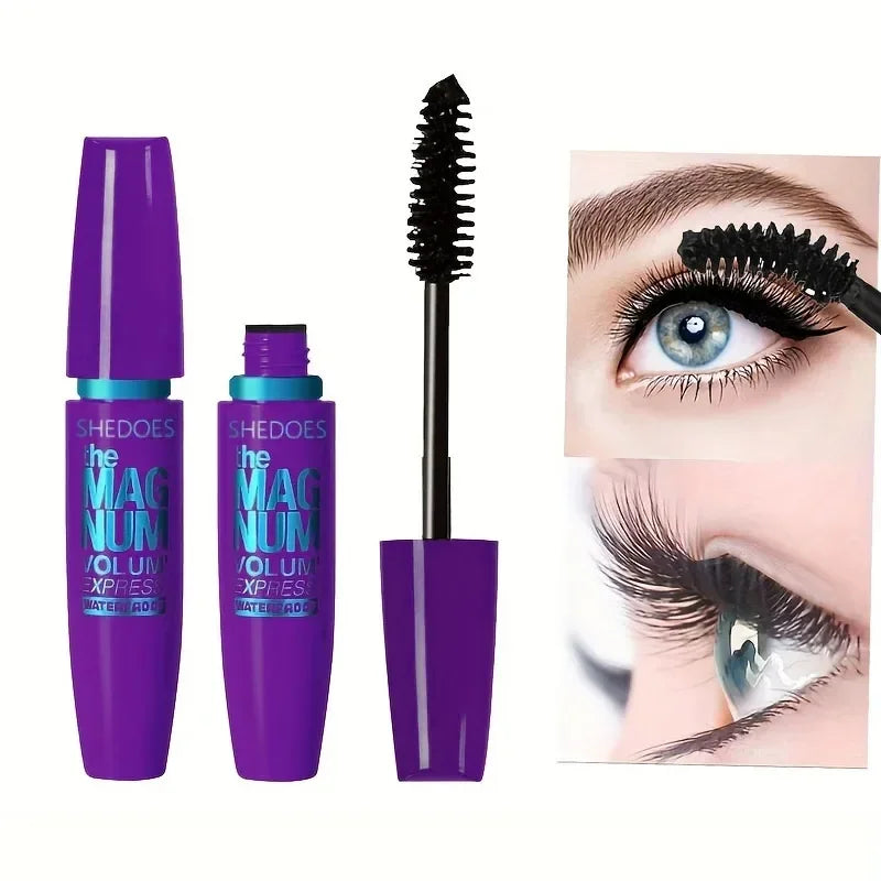 4d Waterproof Mascara Thicken Lengthen Curling Liquid Fiber Eyeblack Long Lasting Makeup Natural Black Professional Eyelash