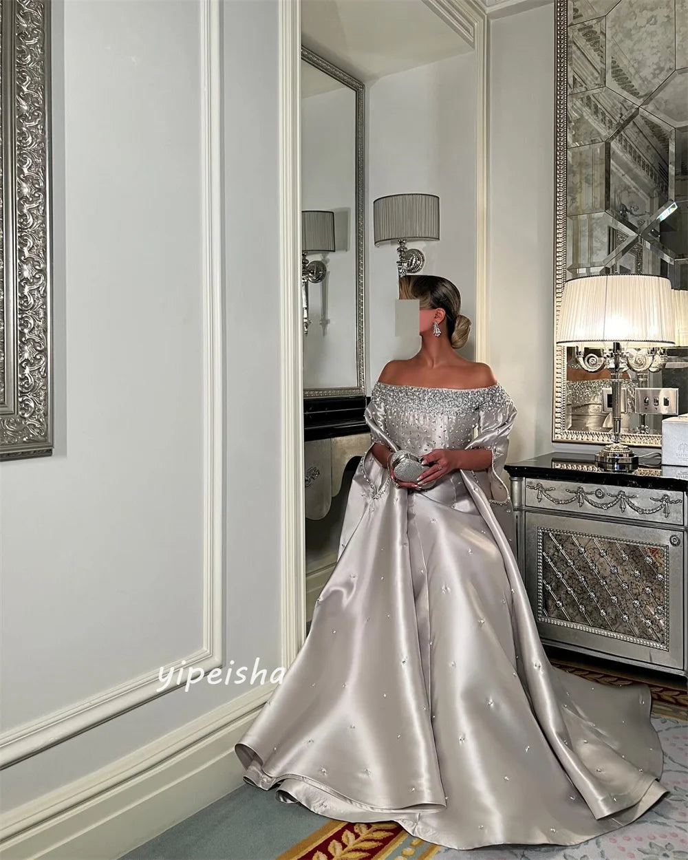 Customized Jiayigong  s Beading Draped Homecoming A-line Off-the-shoulder Bespoke Occasion Gown Long DressesSaudi Arabia