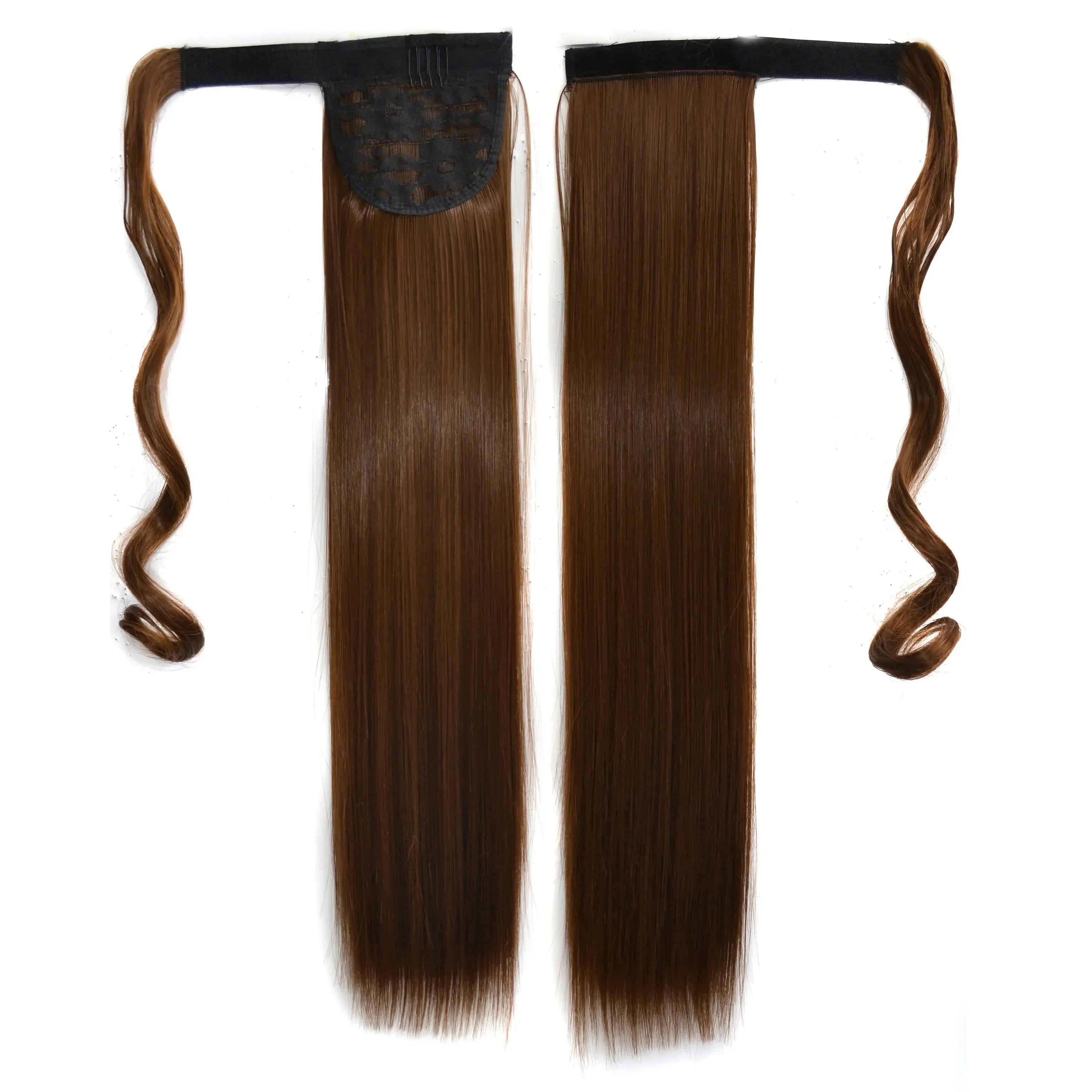 Long Straight Clip in Ponytail Extensions for Women Natural Synthetic Wrap Around Ponytail False Hair Black Straight Horse Tail