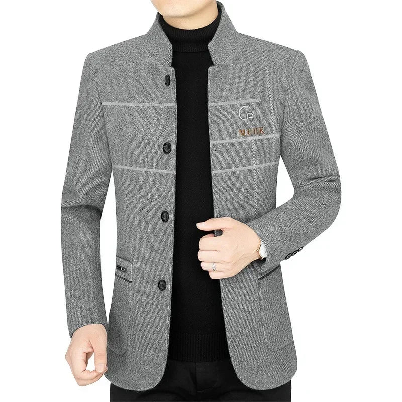 New Men Business Suits Coats Casual Woolen Blazers Jackets Wool Blends Male Autumn Slim Fit Blazers Suits Coats Mens Clothing