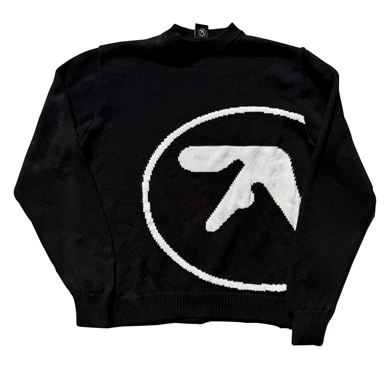 Men's Sweater Aphex Twin Knit Winter Oversized Vintage Long Sleeve Tops Jumper Pullover Y2k Streetwear Graphic Fashion Clothing