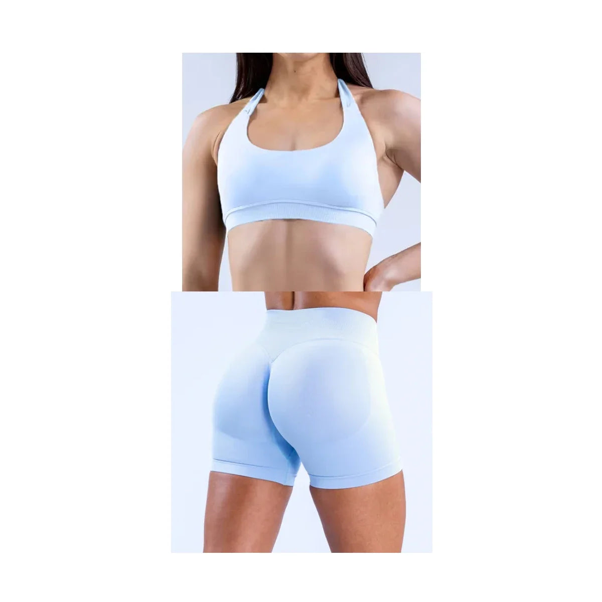 Impact Shorts Set 2 Pcs Seamless Yoga Set Workout Scrunch Shorts Sets Halter Yoga Top Set Summer Fitness Gym Suit