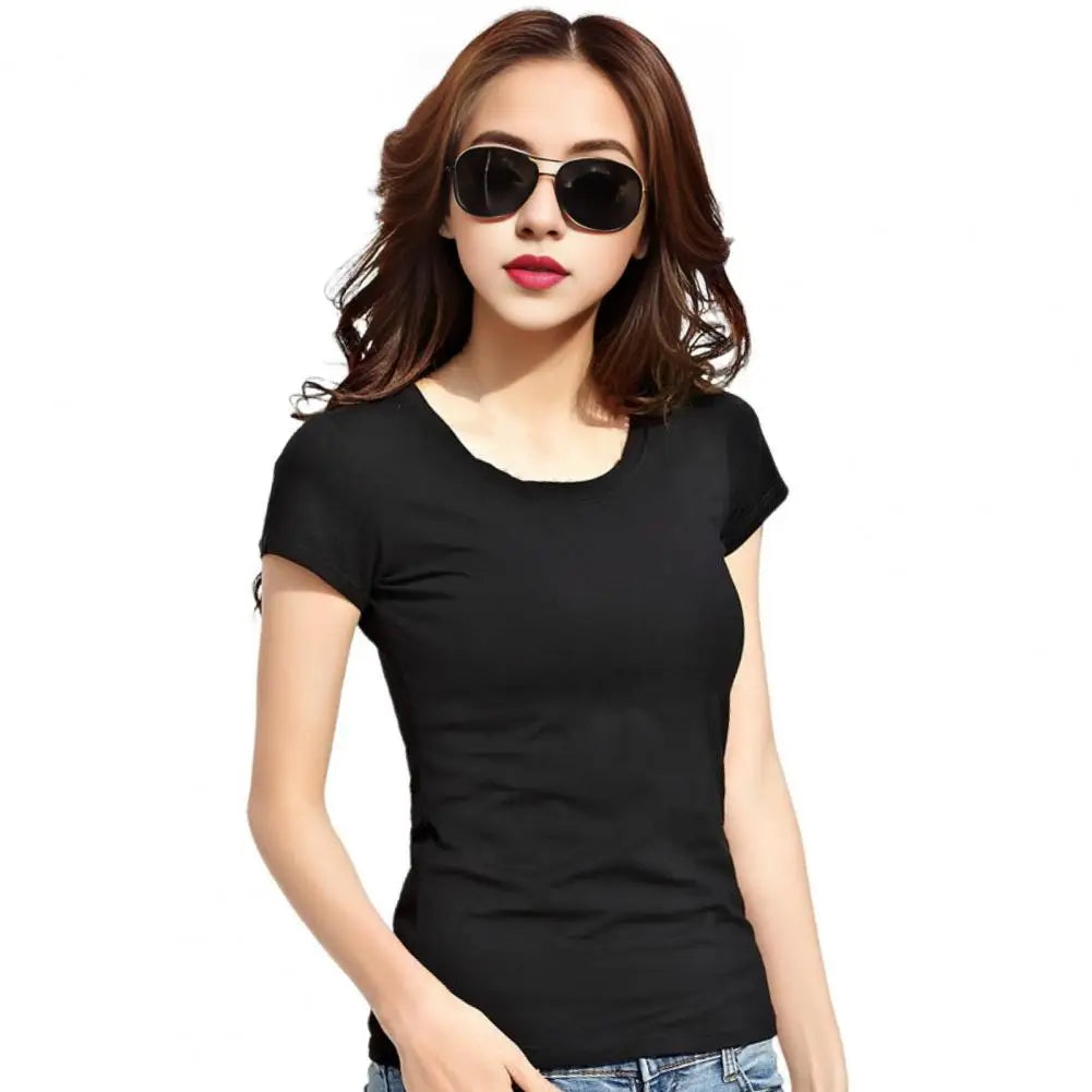 Women T shirt Stylish Women's V neck Summer T shirt Slim Fit Solid Color Pullover Tops for Streetwear Regular Fit