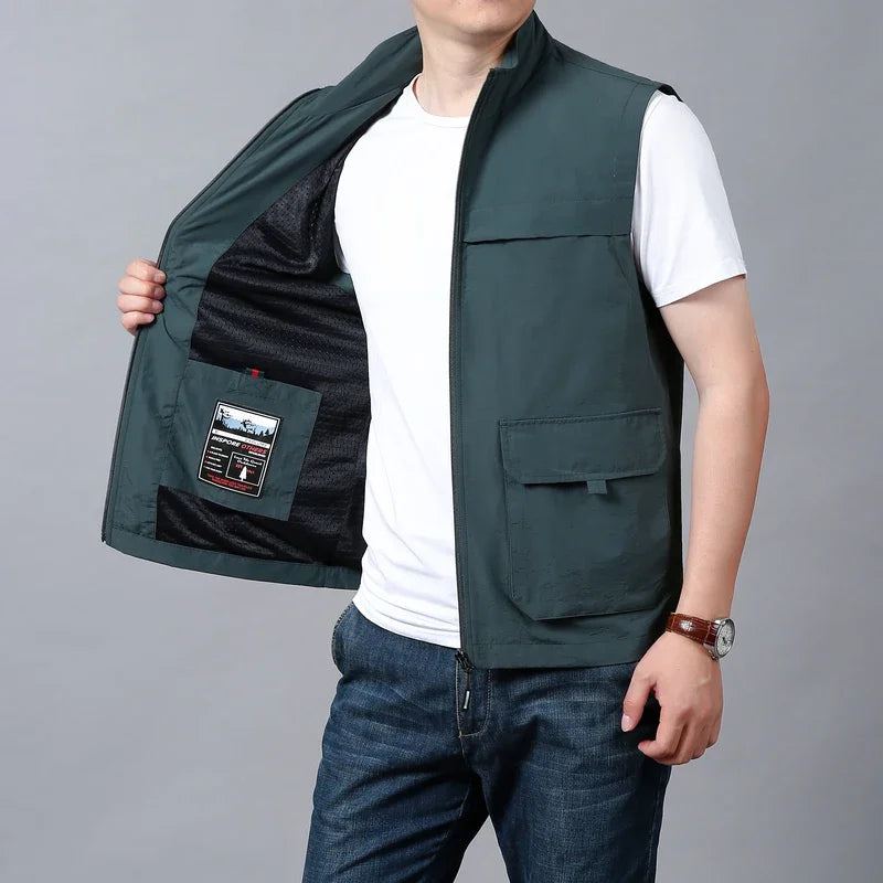 Embroidered Vest Waterproof Luxury Men's Clothing Sleeveless Jacket Tactical Camping Fashion Leather Vests Hunting Jackets Man