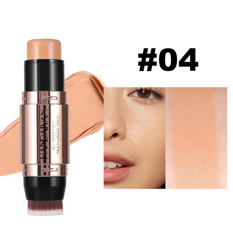 Double-head Face Bronzer Contour Stick Cream Makeup Light Dark Shadow Lasting Concealer Facial Brighten Contouring With Brush