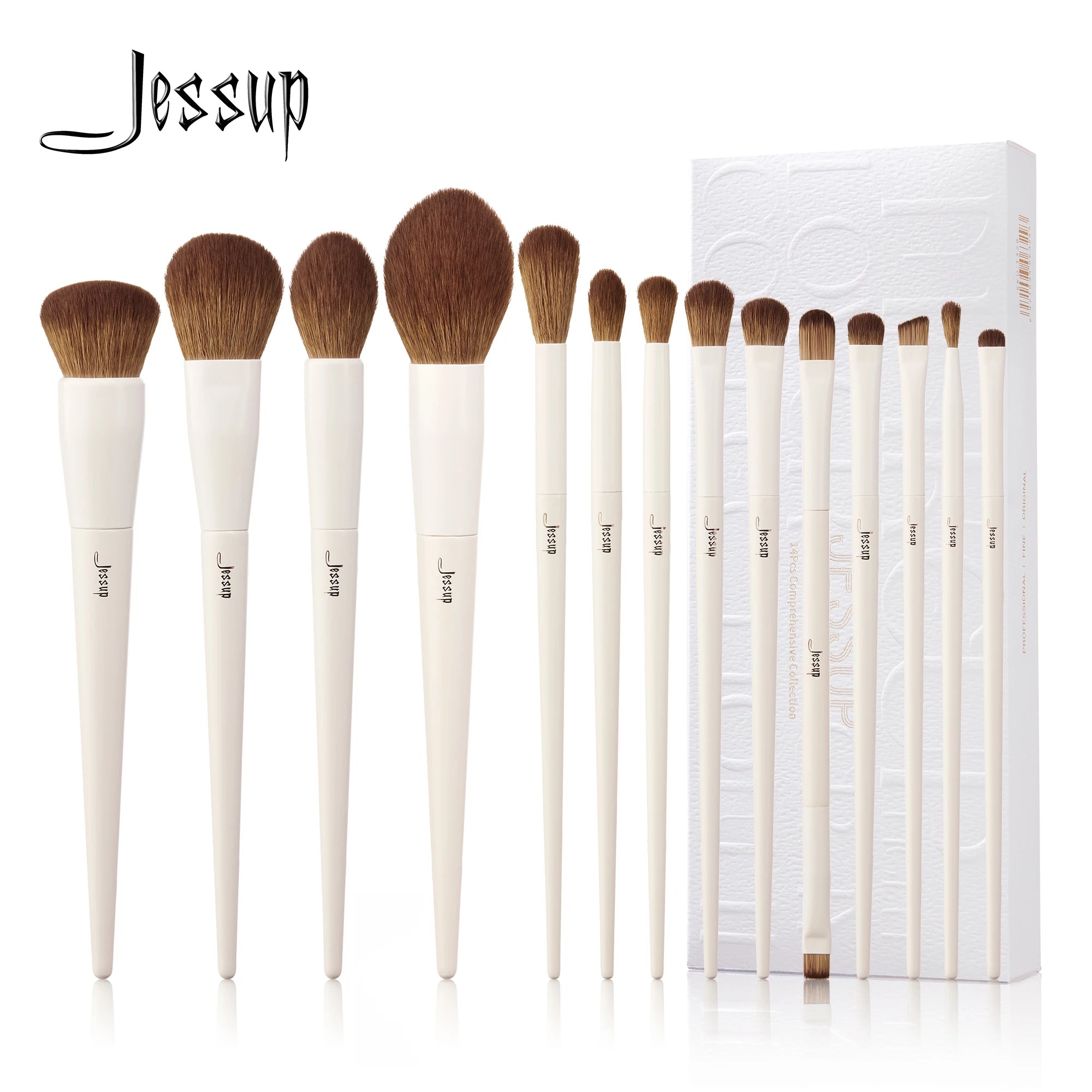 Jessup Makeup Brushes 10-14pc Makeup Brush set Synthetic Foundation Brush Powder Contour Eyeshadow Liner Blending Highlight T329