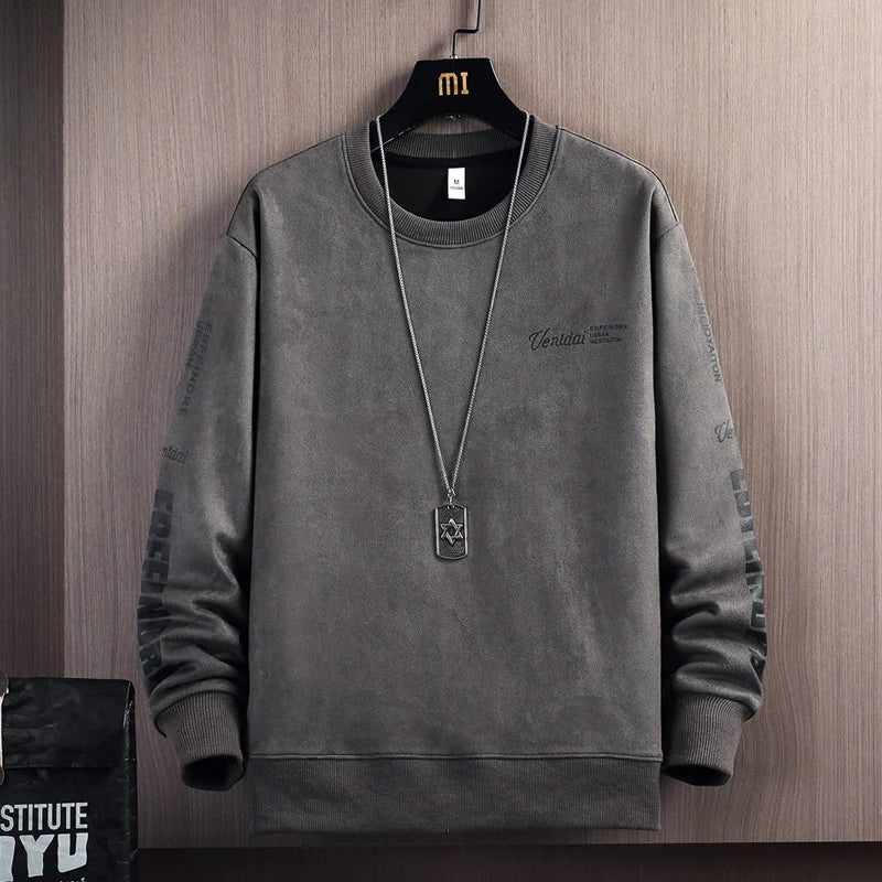 Autumn Spring 2024 Hoodies Sweatshirt For Men's Grey Blue Hip Hop Punk Pullover Streetwear Casual Fashion Clothes OverSize 5XL