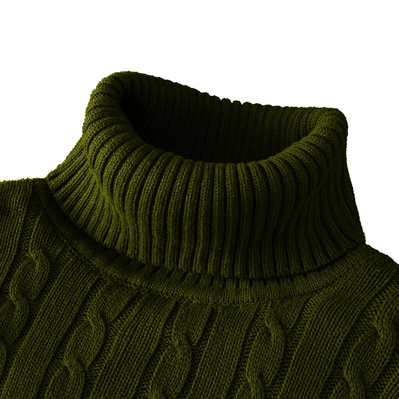 Autum Winter Warm Turtleneck Sweater Men's Casual Rollneck Knitted Pullover Keep Warm Men Jumper Knit Woolen Sweater