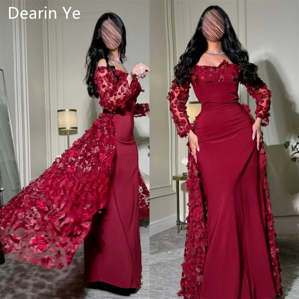 Customized Evening Dress Saudi Arabia Dearin Off-the-shoulder Column Floor Length Skirts Stole Bespoke Occasion Dresses Formal P