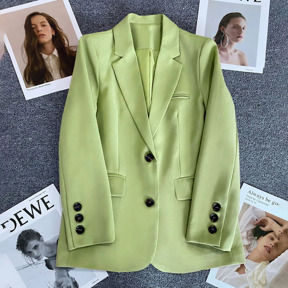 Elegant Office Lady Blazer Woman 2023 Fashion Long Sleeve Single Button Blazers New In Coats And Jackets Clothing Outerwears