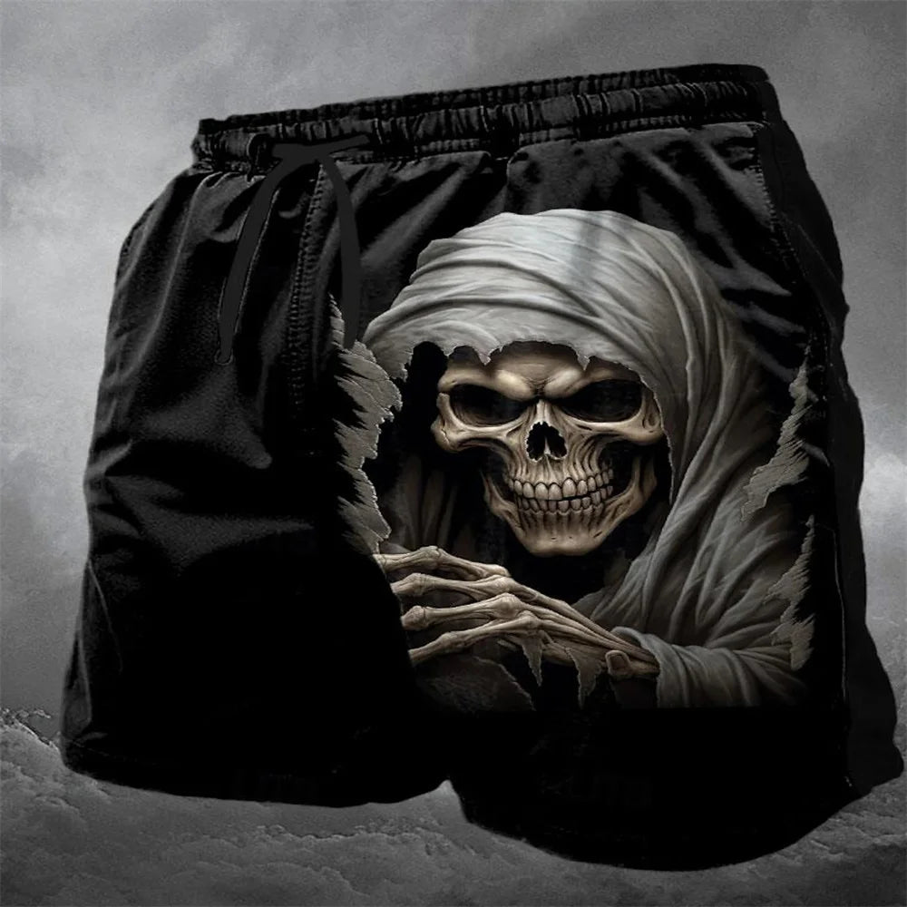 Summer Skull 3D Print Beach Shorts Men's Casual Fashion Board Shorts Male Swimming Trunks Kids Short Pants Man Swimsuit Clothing