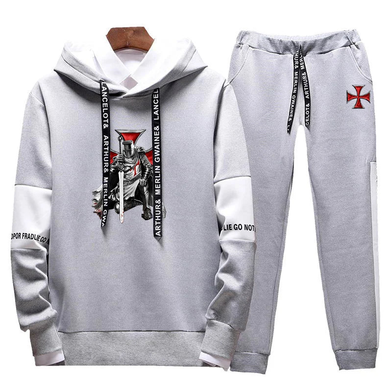 Tessffel Knights Templar 2024 New Men Spring Autumn Slim Fit Fashion Streetwear Suits Jacket And Lace-up Trousers Pants Set