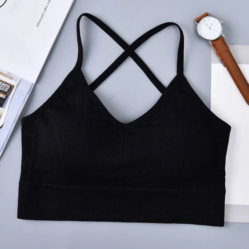 Sports Bra Women Cross Strap Beauty Back Underwear Sexy Push Up Running Yoga Fitness Sport Bra Top Breathable Quick Dry Gym Top