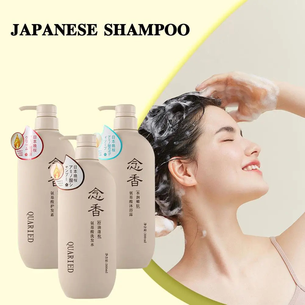 Fragrant Japanese Amino Acid Shampoo Hair Conditioner Body Wash 3pcs Set Hair Shampoo Bath Lotion Shampoo Skin Care