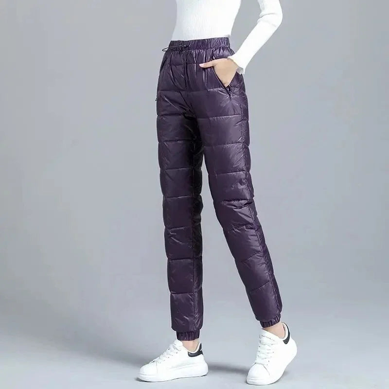 Ultralight Winter Down Cotton Pants Women Oversize 95kg Snow Wear Casual Jogger Pantalones Windproof Warm Baggy Harem Sweatpants