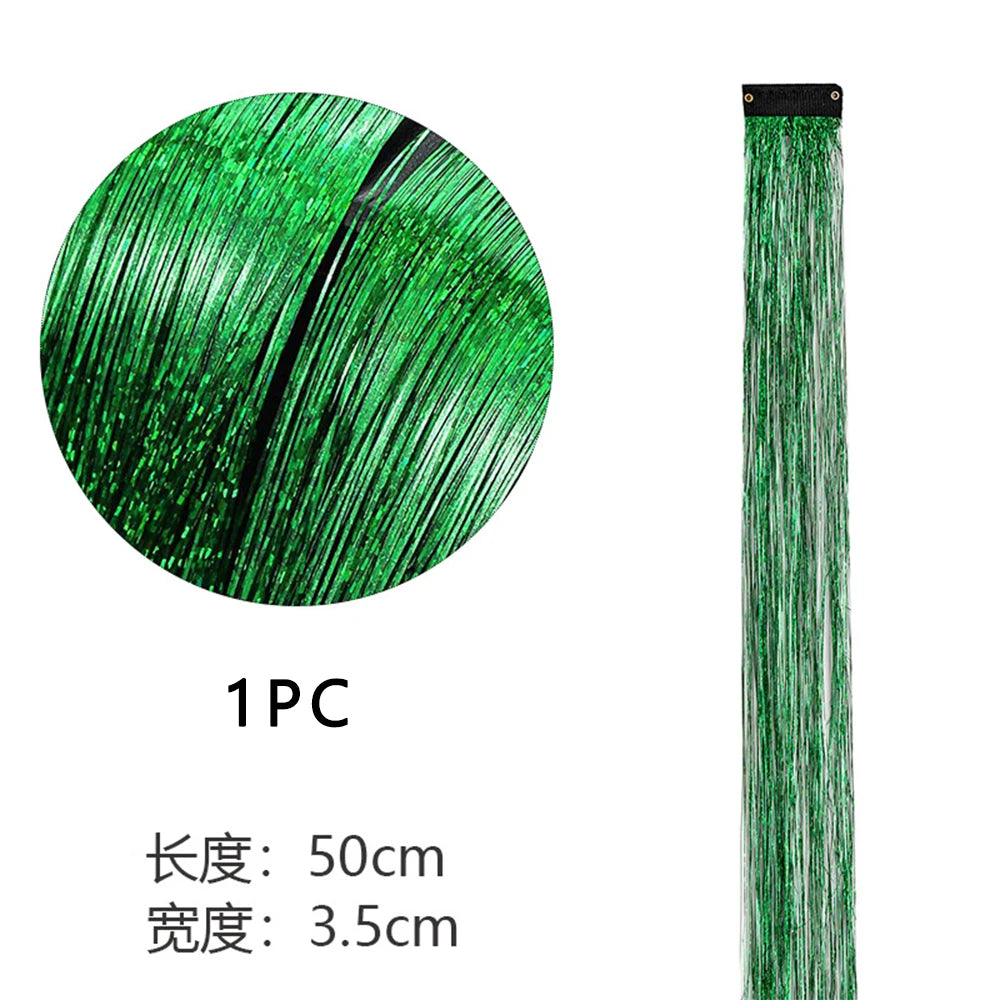 Sparkle Shiny Hair Tinsel Rainbow Silk Hair Extensions Dazzles Women Hippie for Braiding Headdress Long 120cm 150 Strands/bag