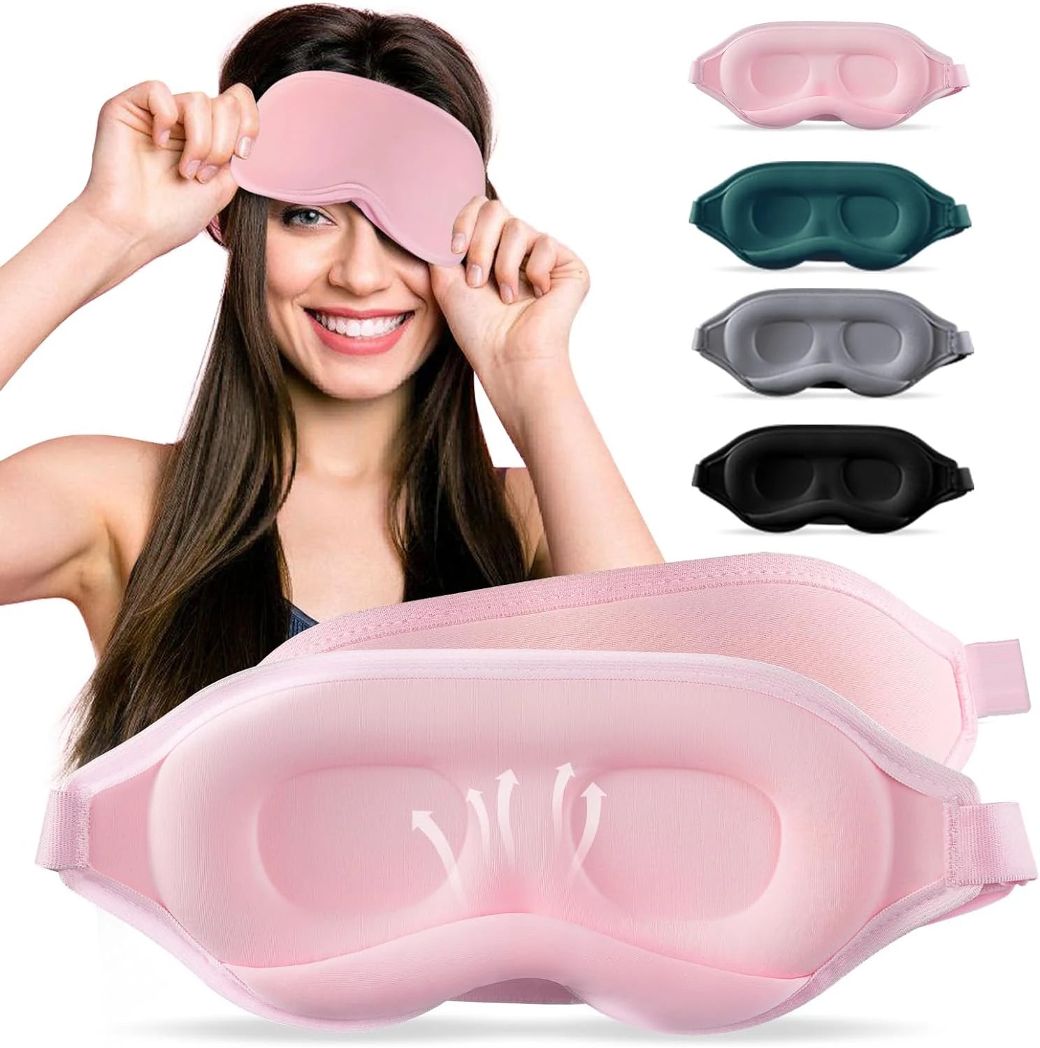 Eye Mask for Sleeping 3D Contoured 100% Light Blocking Zero Eye Pressure Night Blindfold Soft Senseless Sponge Eye Cover