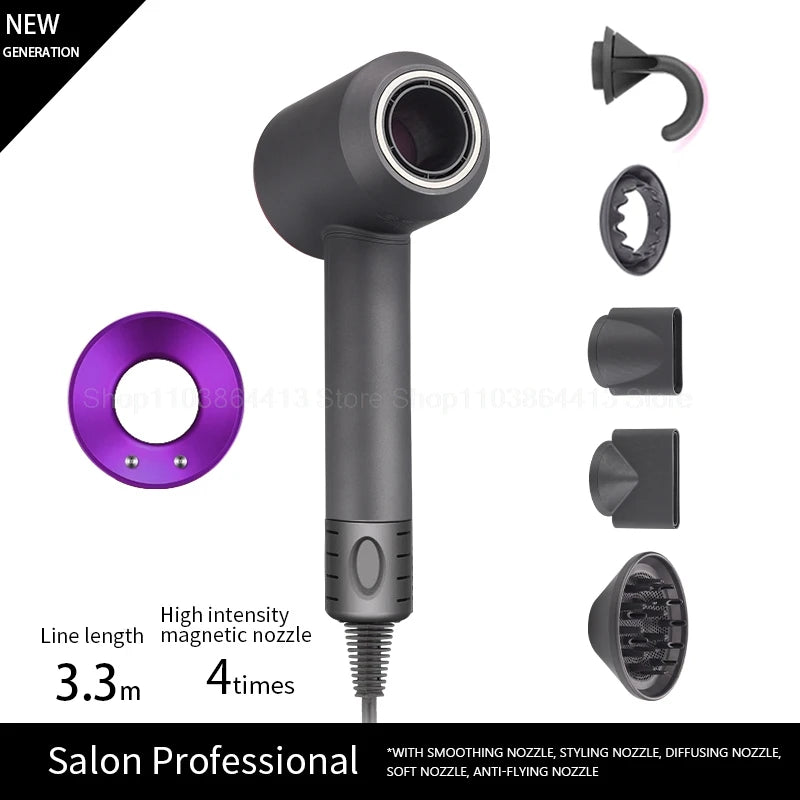 Professinal Leafless Hair Dryer Negative Lon Hair Care Quick Dry Home Powerful Hairdryer Constant 200 Million Anion Blow Dryer