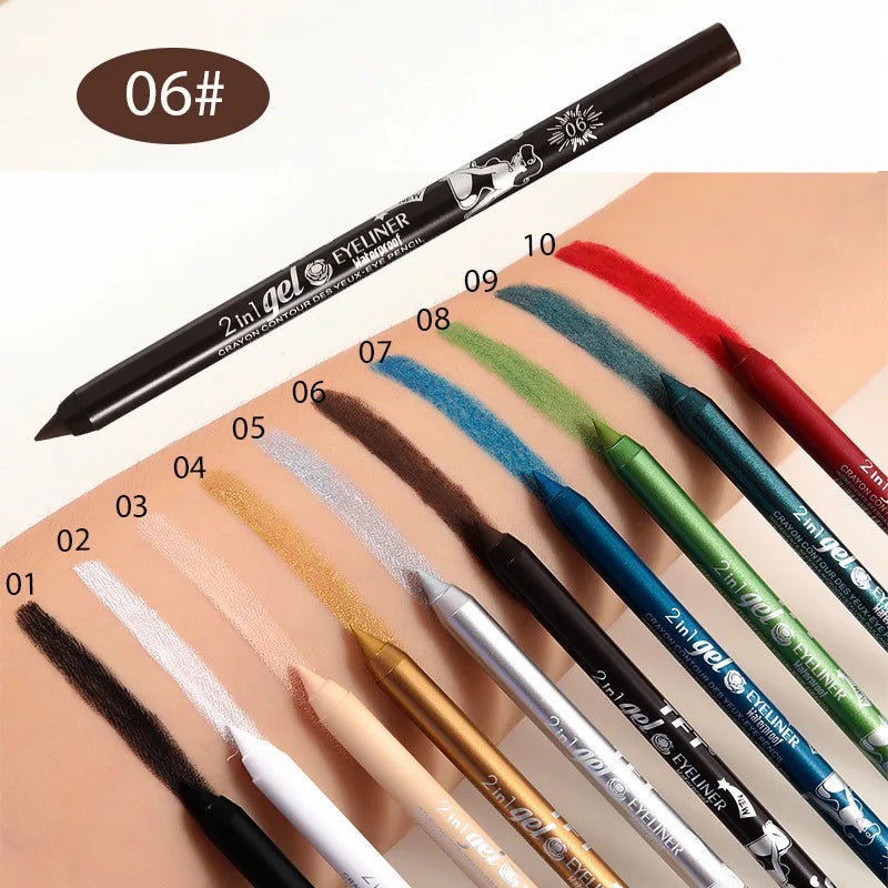 Waterproof Eyeliner Long Lasting Pencil Colourful Pigment Blue Black White Color Gel Eye Liner Pen Makeup Eye Beauty Cosmetics