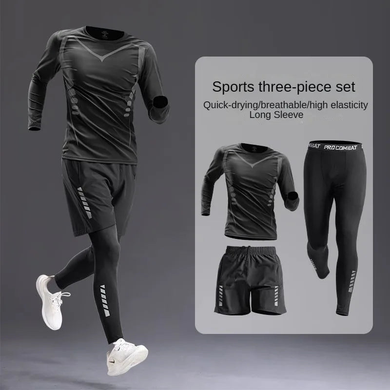 All-Season Men's Sportswear Set/Suit - Tracksuit for Running， Cycling, Fitness & Hiking，gym clothing men， jogging， boxing，5 pcs