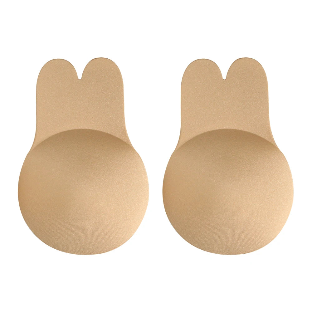 Women Push Up Bras For Self Adhesive Silicone Strapless Invisible Bra Reusable Sticky Breast Lift Up Tape Kawaii Rabbit Bra Pads