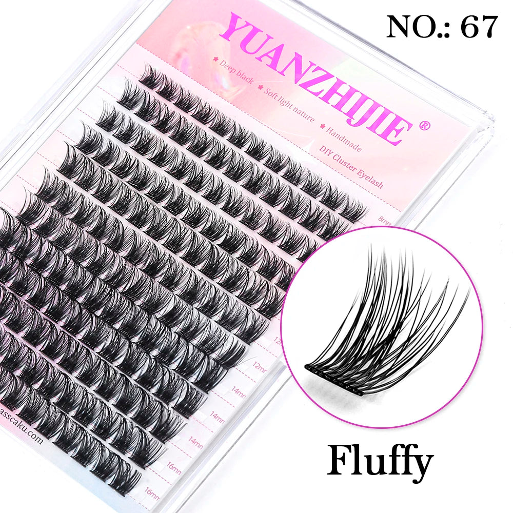 12Lines YUANZHIJIE Segmented Faux Individual Eyelashes Kit lash Strip Easy to Makeup at Home High-end Quality Lashes Extension