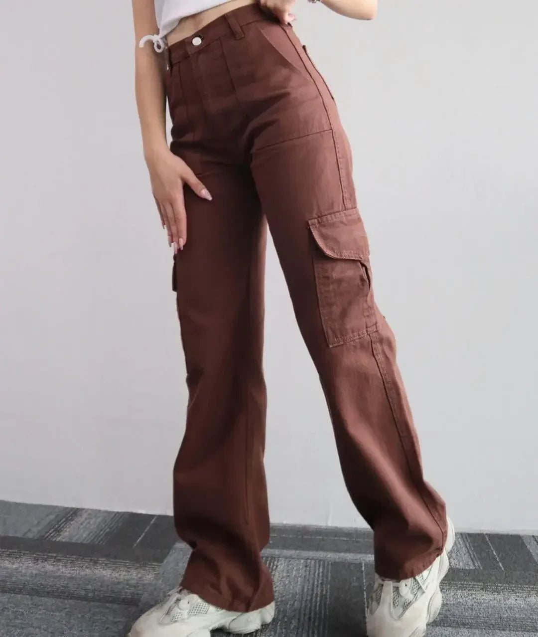 Women Pants Wide Leg Pants Zipper Fly Slim Fit Flat High Streetwear Pockets Mid Waist Autumn 2024 Ankle Length Solid Color