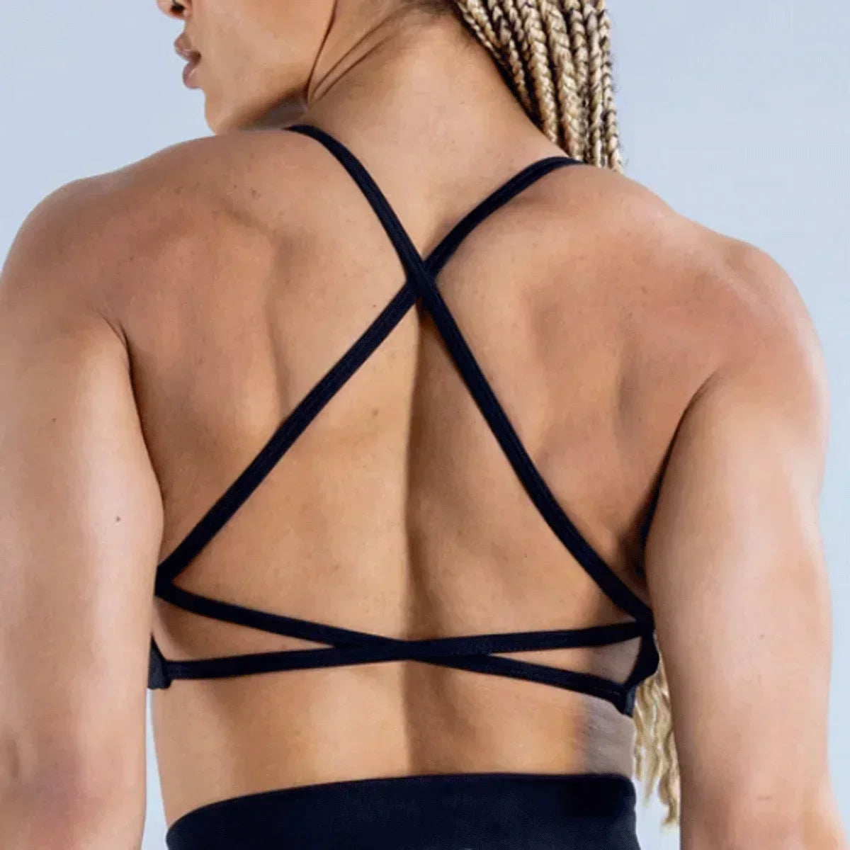 Dynamic Backless Sports Bra With Logo Women Seamless Yoga Top Bra Medium Support Padded Gym Crop Top Stretchy Fitness Sports Top