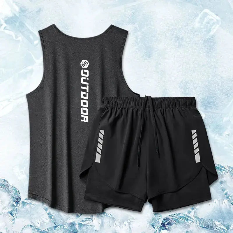 Sport Suits Men Summer Thin Quick Drying Vest+shorts Man's Set Fitness Running Suit Two-piece Set Mesh Ventilation Tracksuit