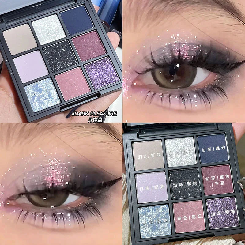 9 Colors Glitter Eye Shadow Palette Luxury Brand Design Shiny Sequins Shadow Eye Pigments Long Lasting Cheap Women Makeup 2024