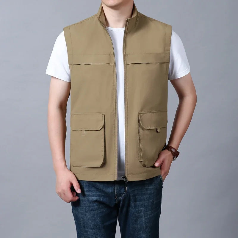 Embroidered Vest Waterproof Luxury Men's Clothing Sleeveless Jacket Tactical Camping Fashion Leather Vests Hunting Jackets Man