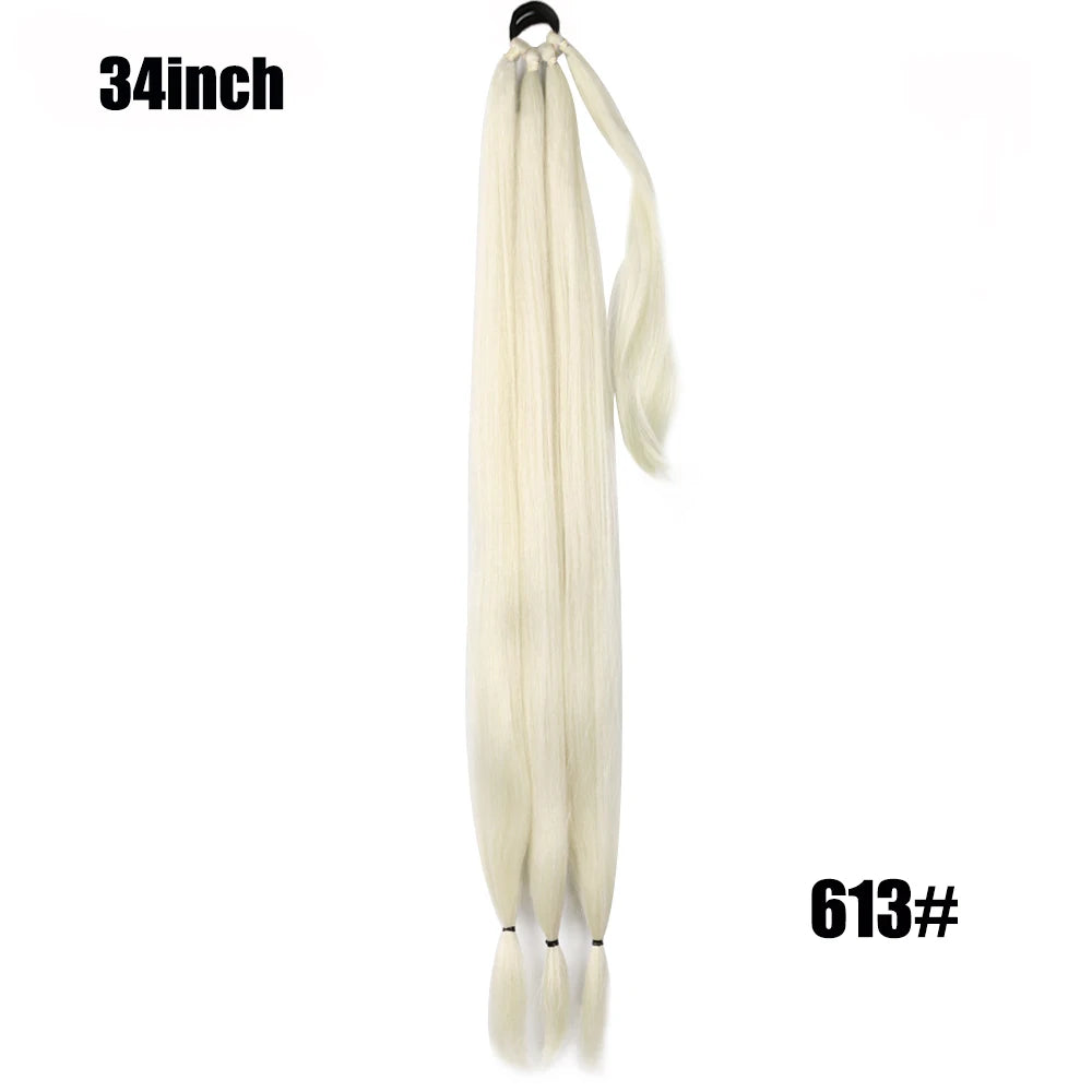 26/34inch Synthetic Long Braided Ponytail Hair Extensions Synthetic Boxing Braids Wrap Around Chignon Tail With Rubber Band